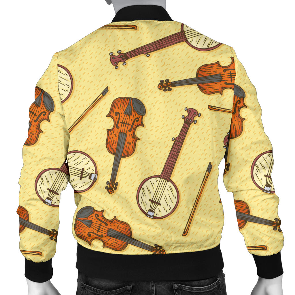 Banjo Violin Pattern Print Design 01 Men Bomber Jacket