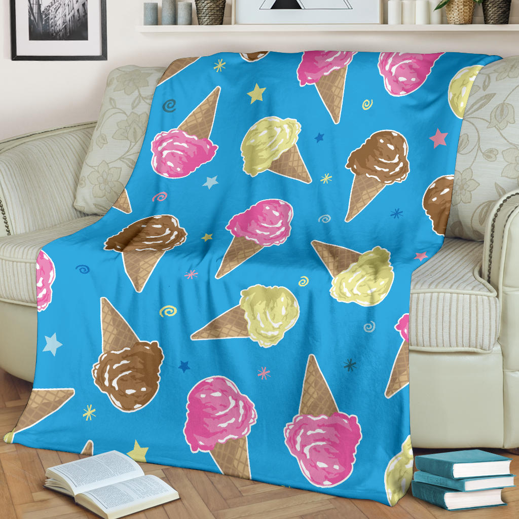 Ice Cream Pattern Print Design 01 Premium Blanket