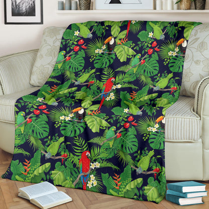 Rainforest Parrot Pattern Print Design A03 Premium Blanket