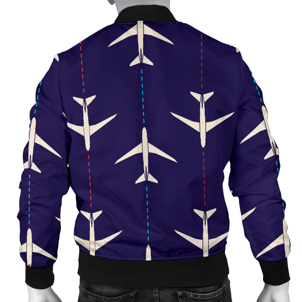 Airplane Pattern Print Design 03 Men Bomber Jacket