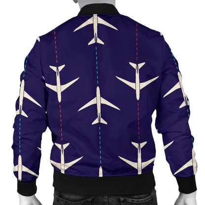 Airplane Pattern Print Design 03 Men Bomber Jacket