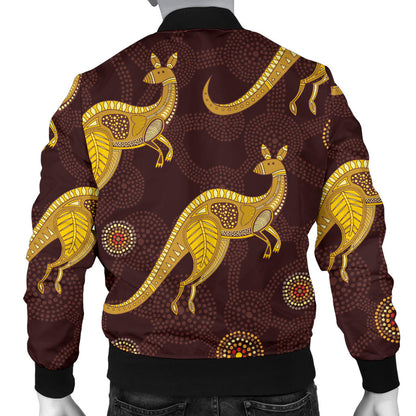 Kangaroos Aboriginal Pattern Print Design 08 Men Bomber Jacket
