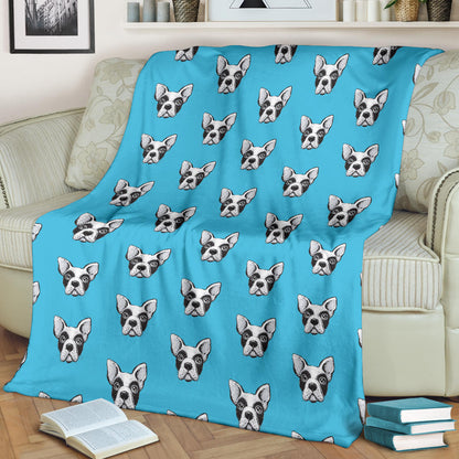 Boston Terrier Pattern Print Design 01 Premium Blanket