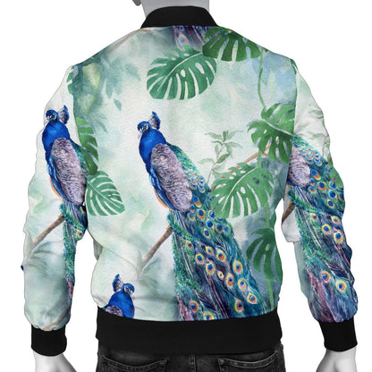 Peacock Pattern Print Design A02 Men Bomber Jacket