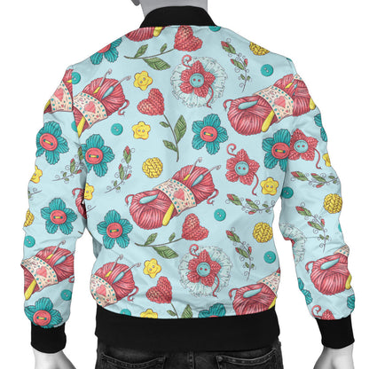 Crochet Pattern Print Design 01 Men Bomber Jacket