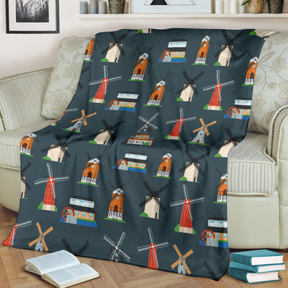 Windmill Pattern Print Design 04 Premium Blanket