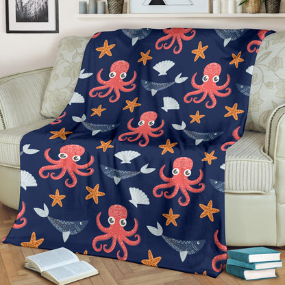 Octopus Pattern Print Design A04 Premium Blanket
