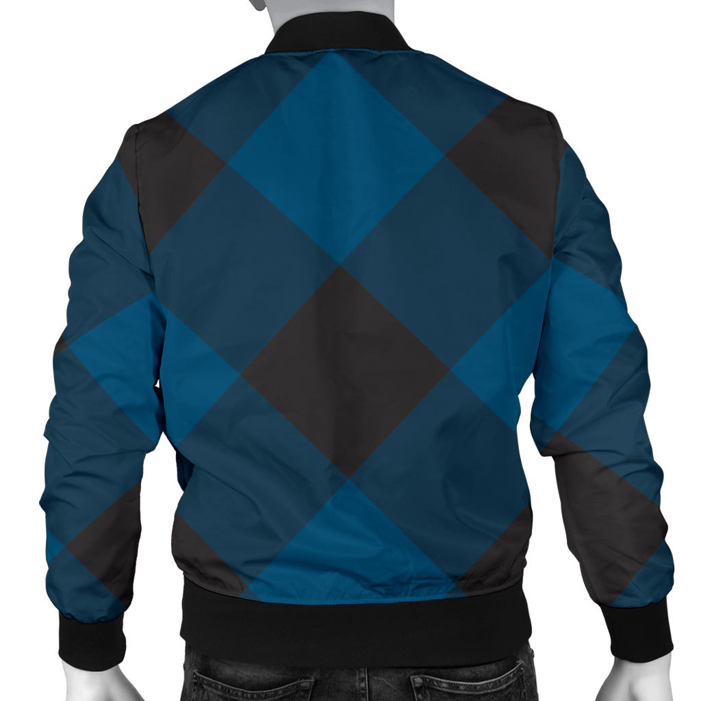 Plaid Blue Pattern Print Design A04 Men Bomber Jacket