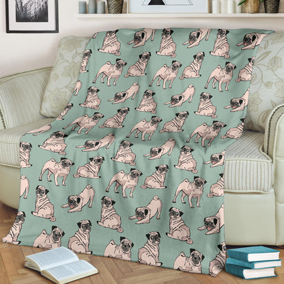 Pug Pattern Print Design A01 Premium Blanket