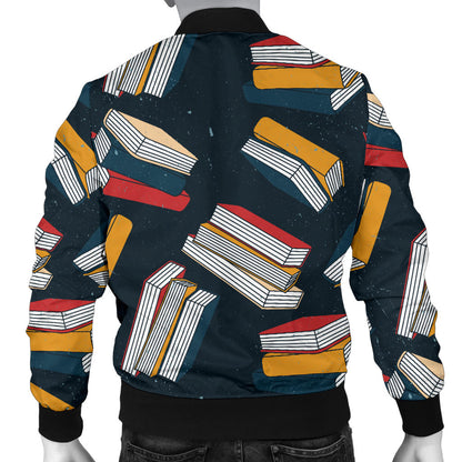 Book Pattern Print Design 07 Men Bomber Jacket