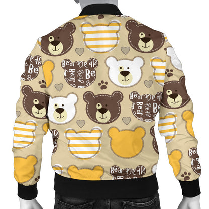 Bear PatchworkPattern Print Design 01 Men Bomber Jacket