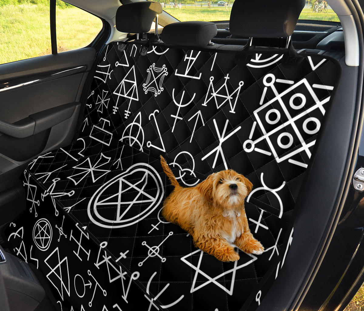 Pentagram Pattern Print Design A02 Rear Dog Car Seat Cover Hammock