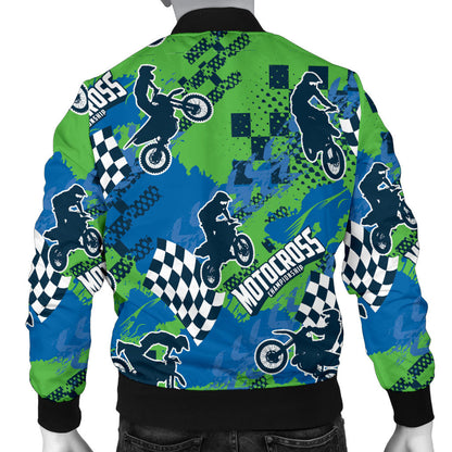 Motocross Pattern Print Design 04 Men Bomber Jacket