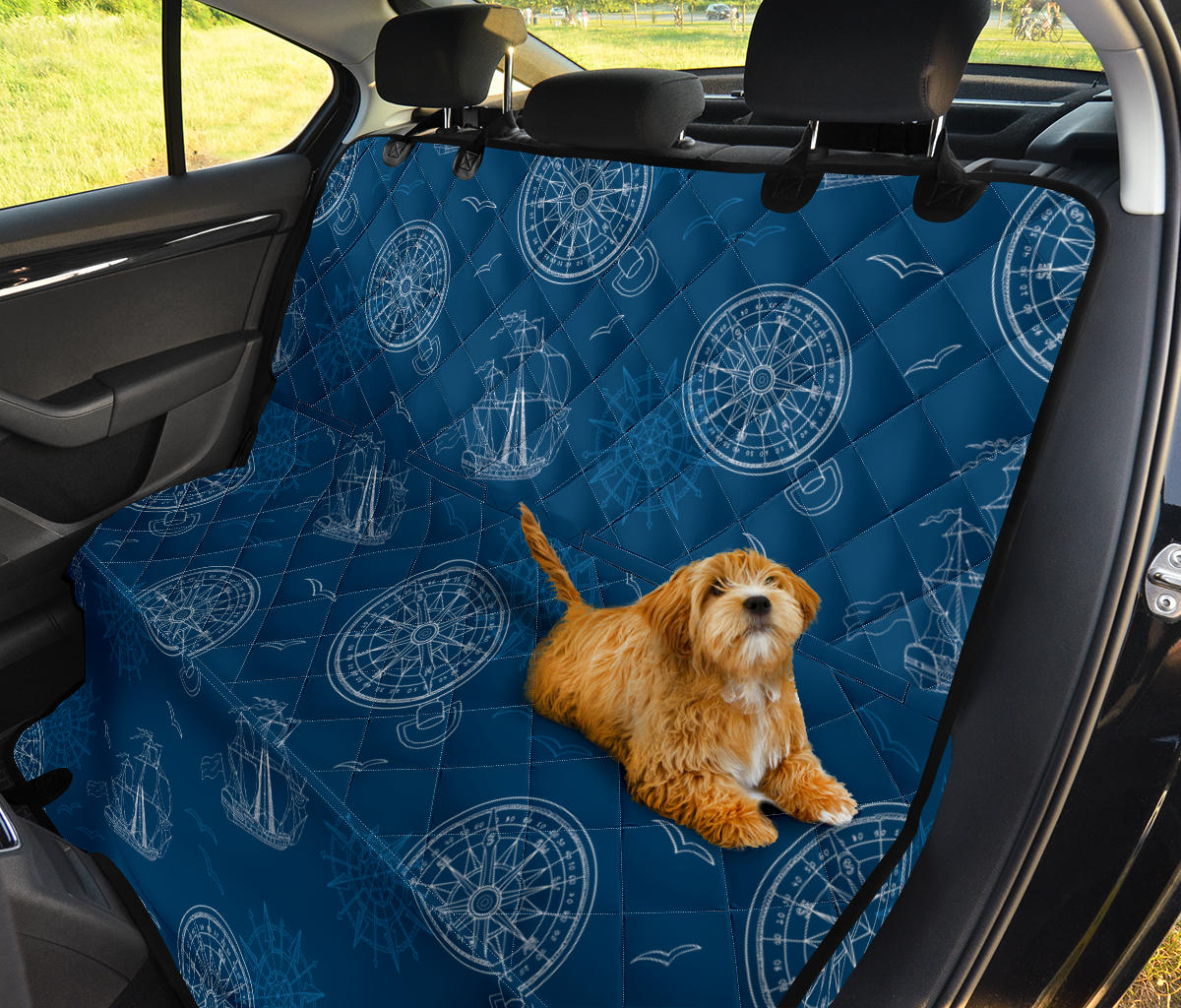 Nautical Pattern Print Design A04 Rear Dog Car Seat Cover Hammock