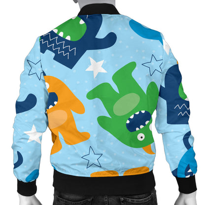 Monster Cartoon Pattern Print Design 04 Men Bomber Jacket