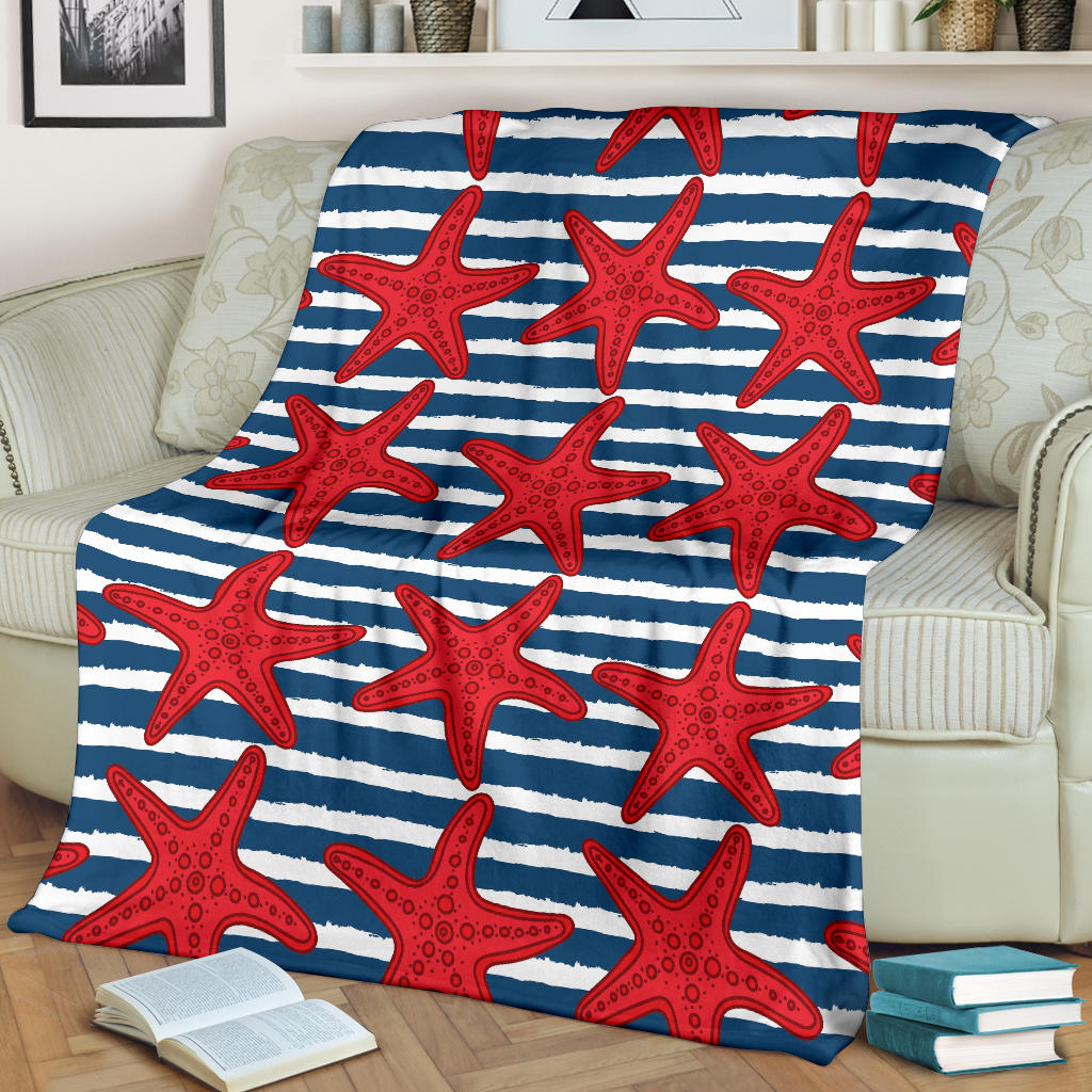 Starfish Red Pattern Print Design 02 Premium Blanket