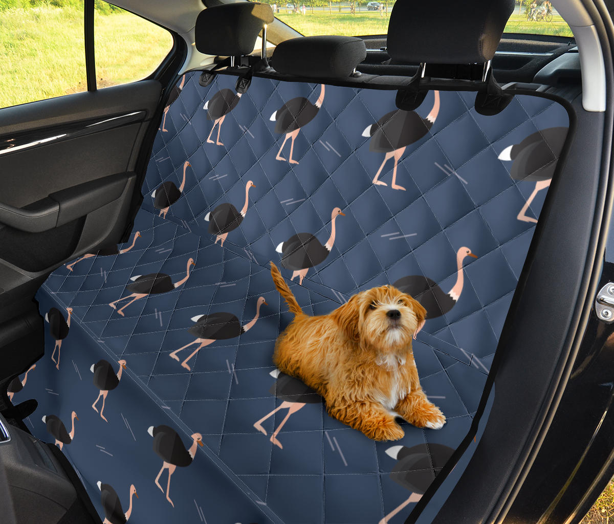 Ostrich Pattern Print Design 04 Rear Dog Car Seat Cover Hammock