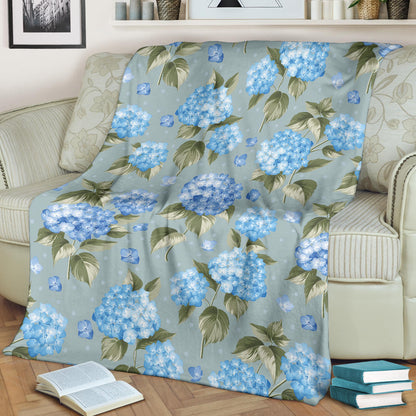 Hydrangea Pattern Print Design 01 Premium Blanket