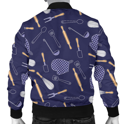 Cooking Kitchen Tools Pattern Print Design 04 Men Bomber Jacket
