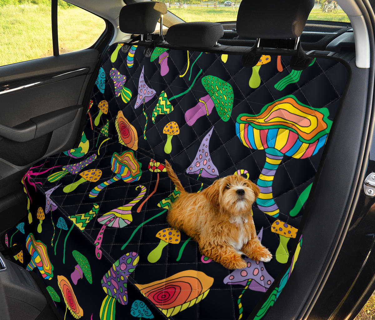 Psychedelic Mushroom Pattern Print Design A02 Rear Dog Car Seat Cover Hammock