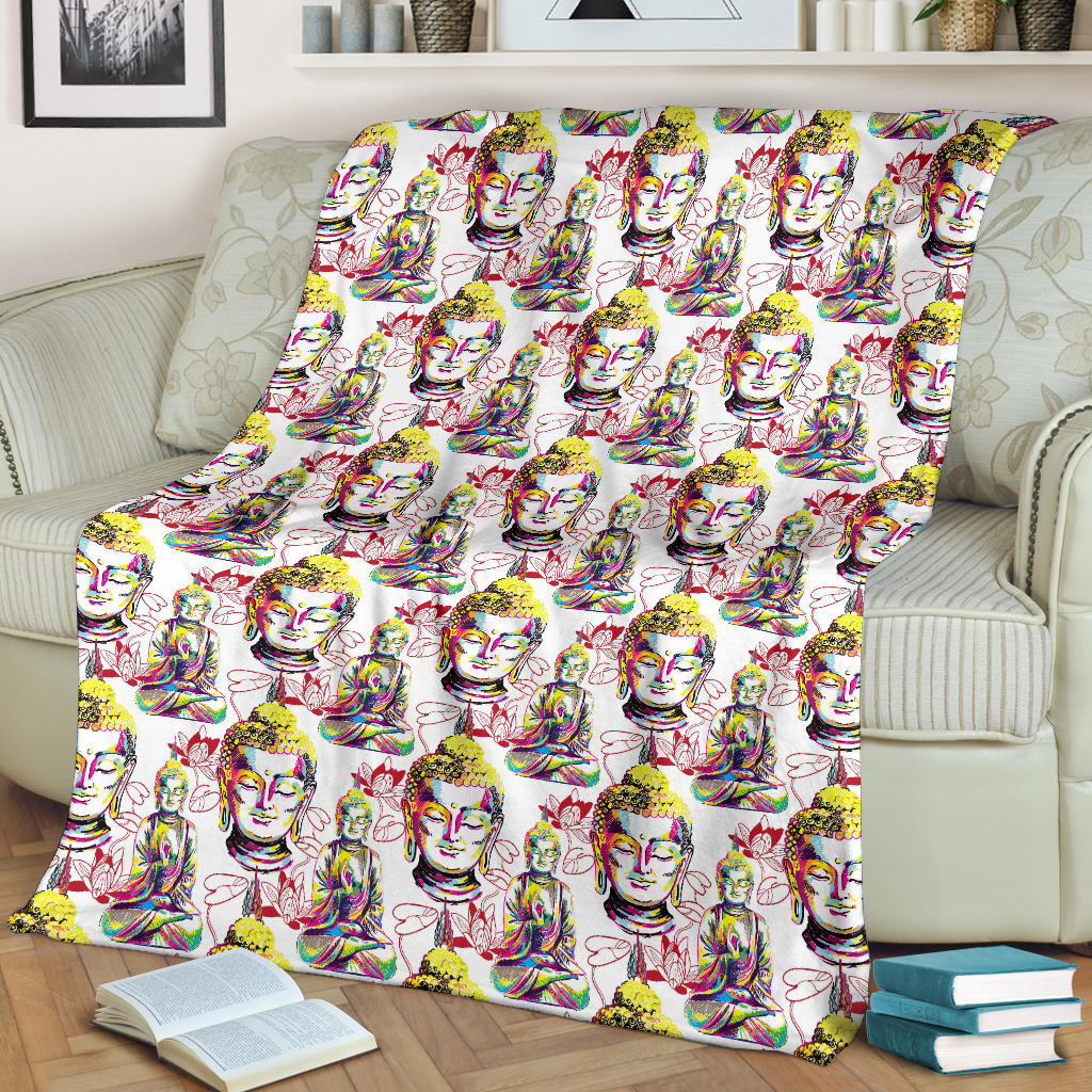 Buddha Pattern Print Design 06 Premium Blanket