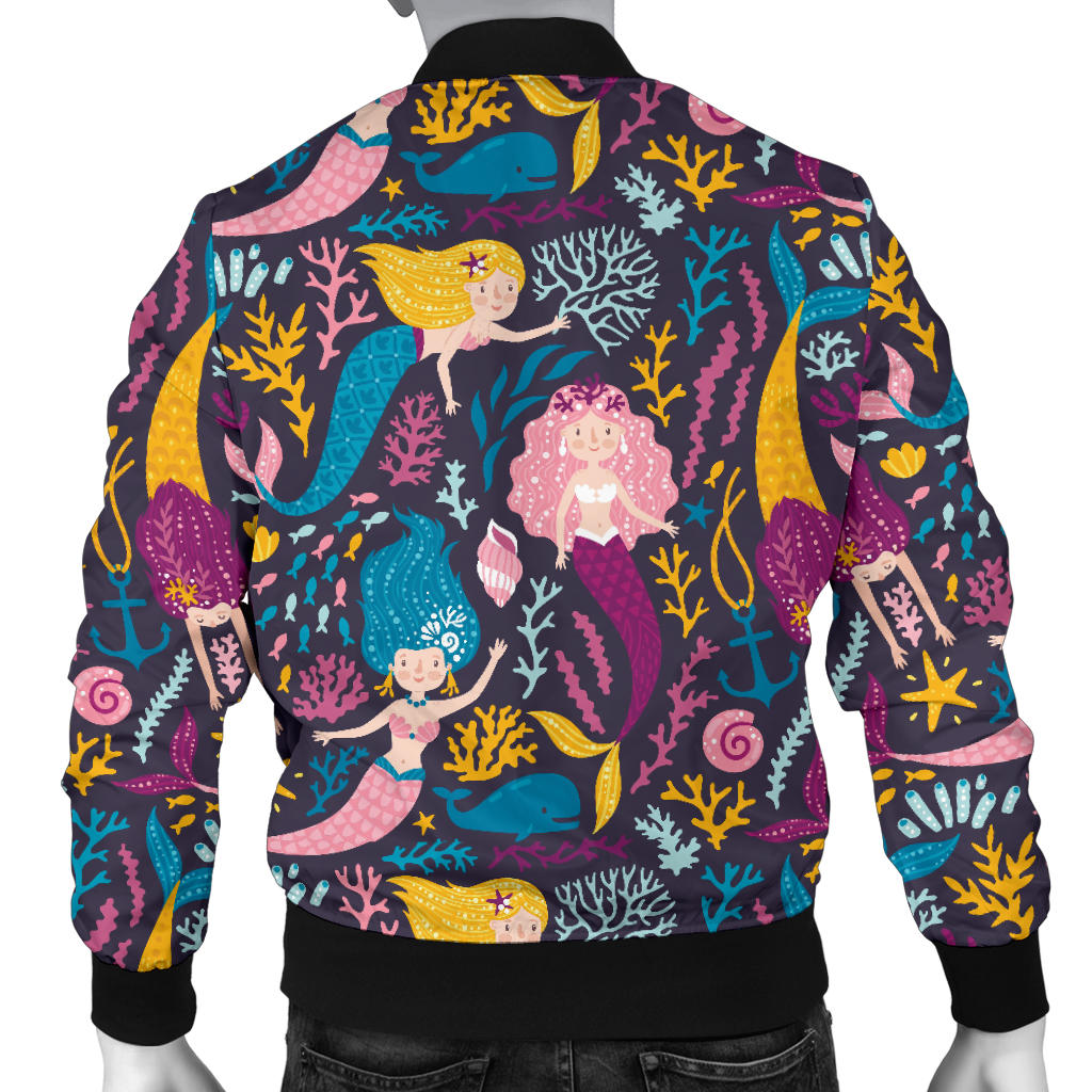 Mermaid Pattern Print Design 08 Men Bomber Jacket