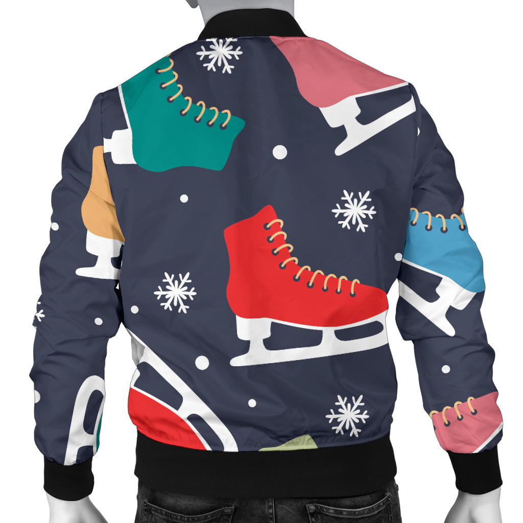 Ice Skate Pattern Print Design 04 Men Bomber Jacket