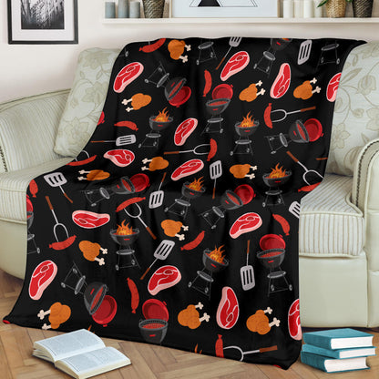 Barbecue Pattern Print Design 04 Premium Blanket
