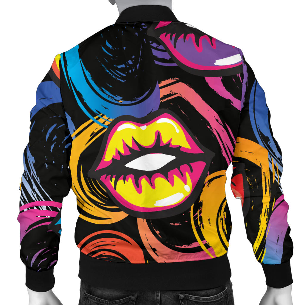 Pop Art Lip Pattern Print Design A03 Men Bomber Jacket