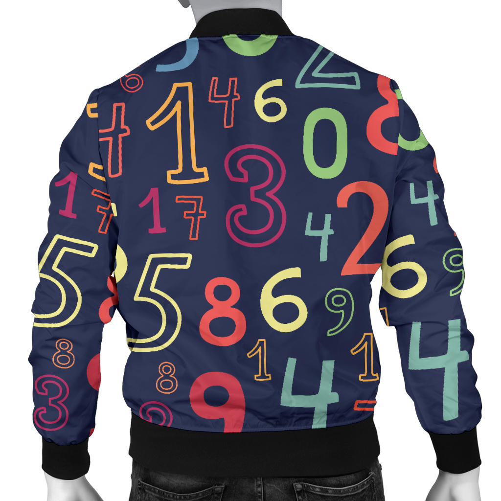 Number Pattern Print Design A01 Men Bomber Jacket