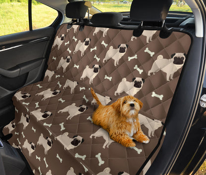 Pug Pattern Print Design A02 Rear Dog Car Seat Cover Hammock