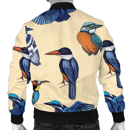 Kingfisher Bird Pattern Print Design 04 Men Bomber Jacket