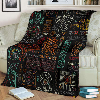 Polynesian Pattern Print Design A04 Premium Blanket