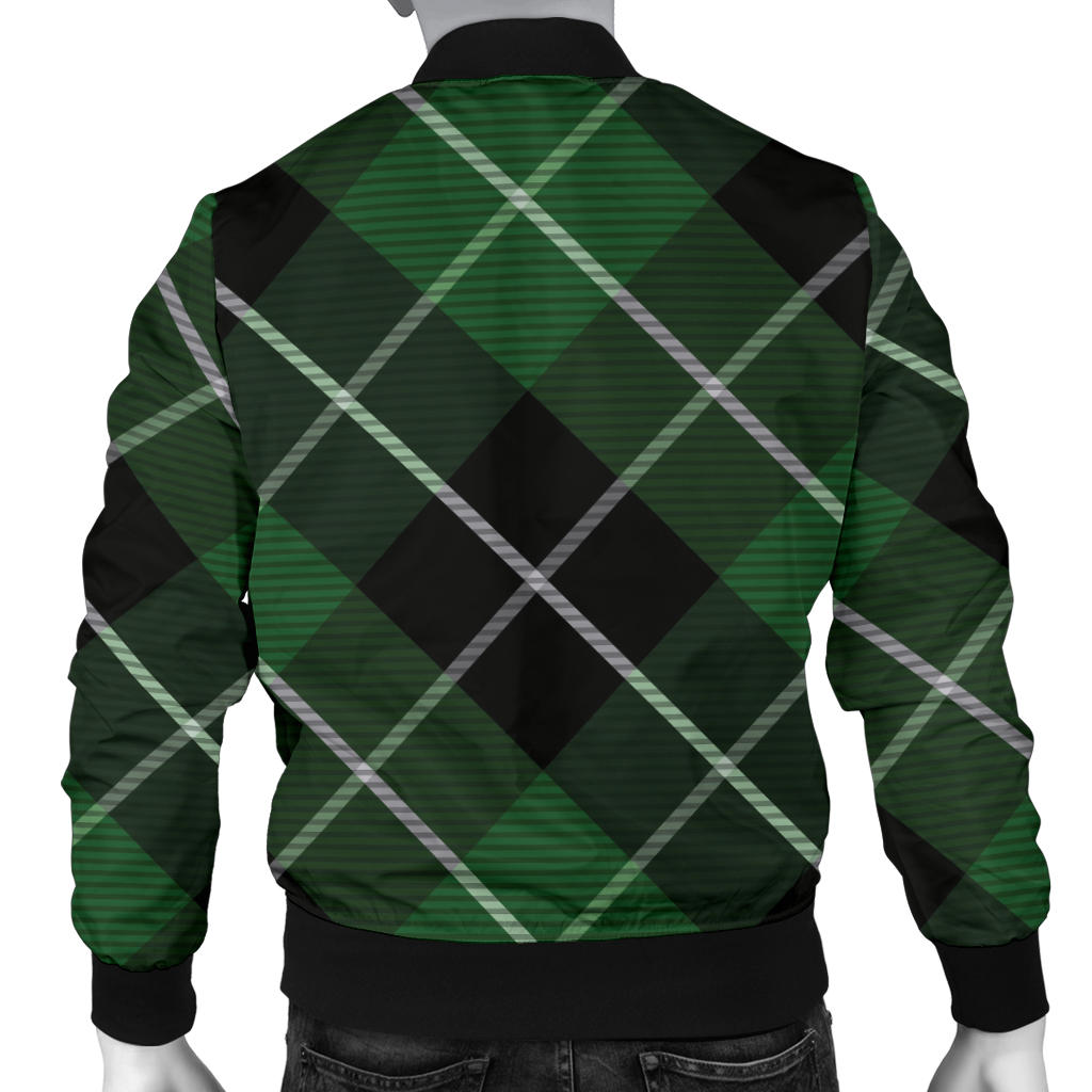 Plaid Green Pattern Print Design A05 Men Bomber Jacket