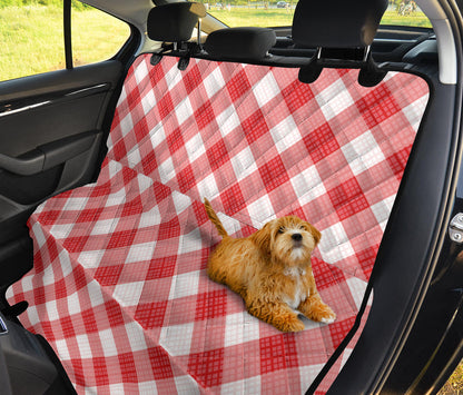 Gingham Red Pattern Print Design 01 Rear Dog Car Seat Cover Hammock
