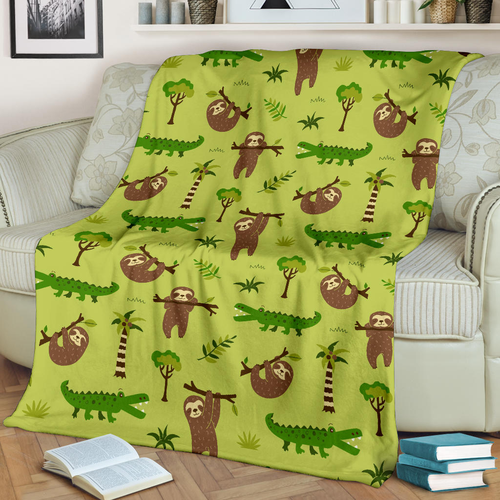 Alligator Pattern Print Design 04 Premium Blanket