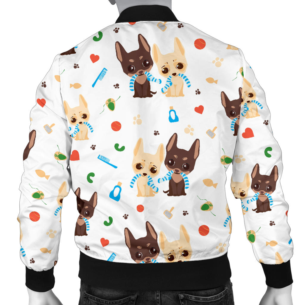 Chihuahua Pattern Print Design 06 Men Bomber Jacket