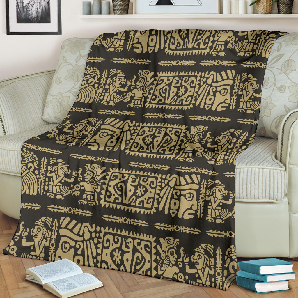 Mayan Pattern Print Design 02 Premium Blanket