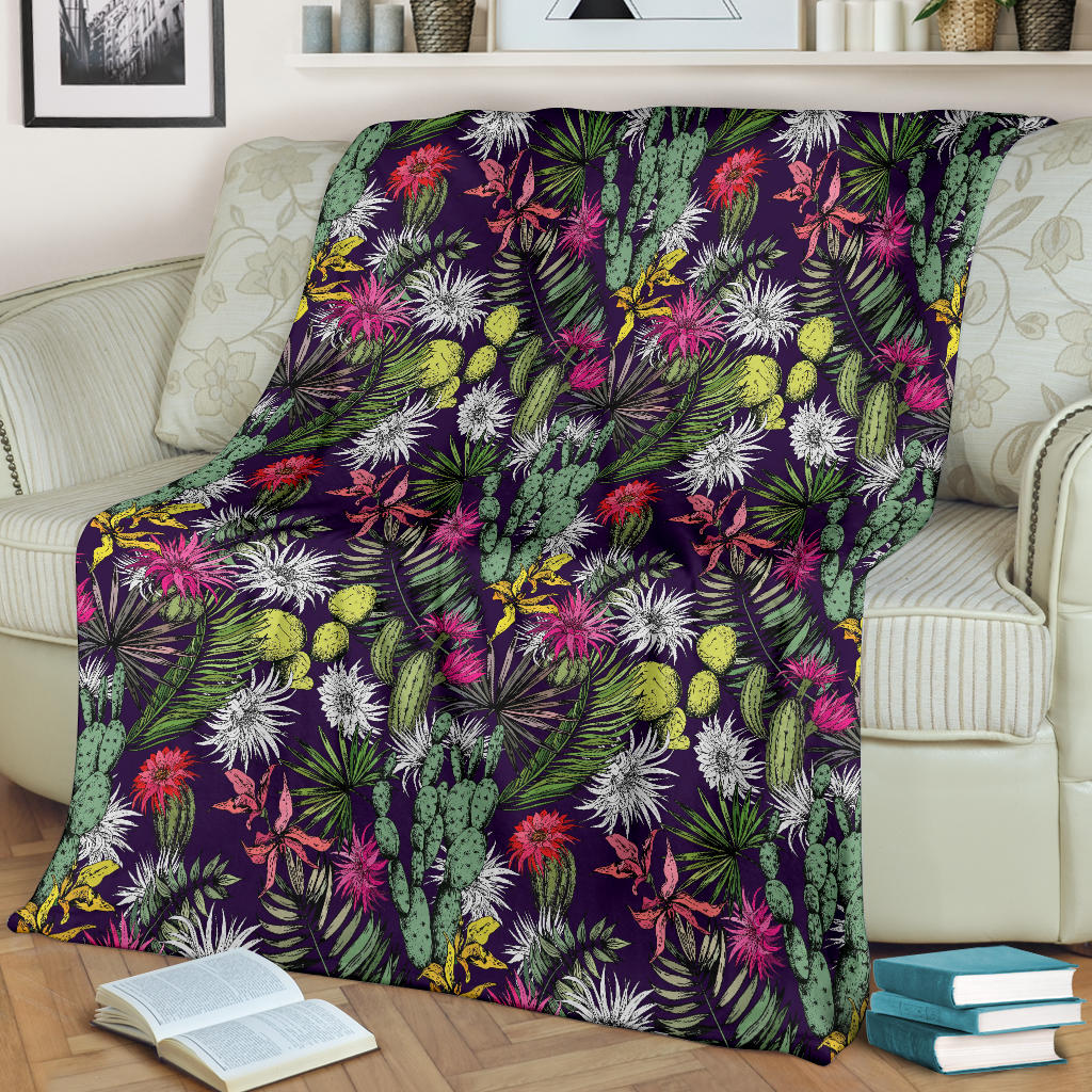 Cactus Pattern Print Design 08 Premium Blanket