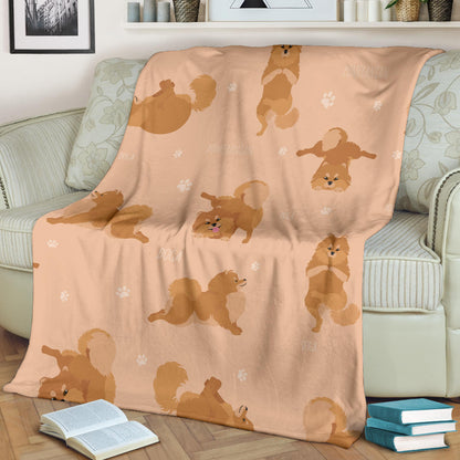 Pomeranians Pattern Print Design A06 Premium Blanket