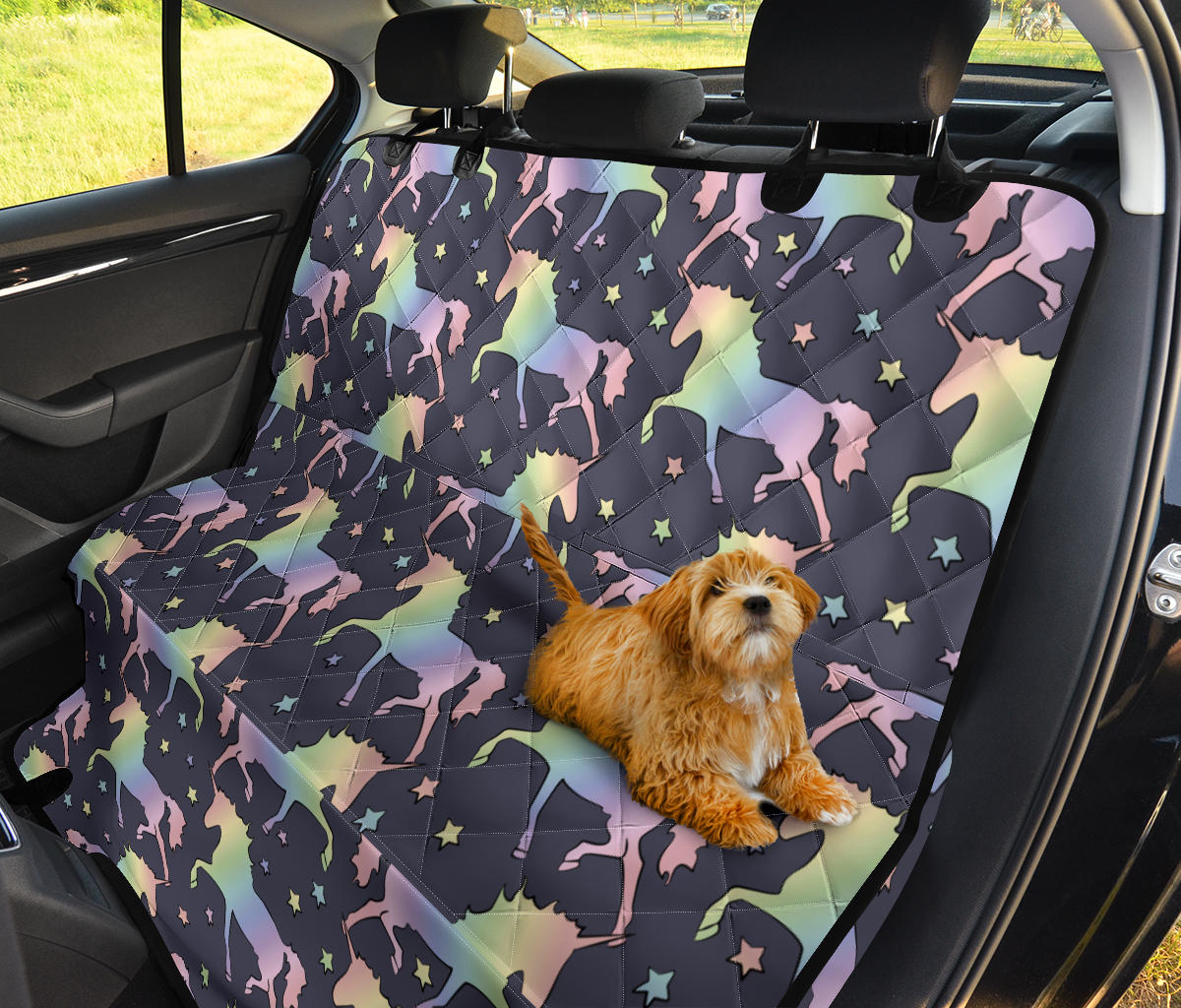Rainbow Pattern Print Design A05 Rear Dog Car Seat Cover Hammock