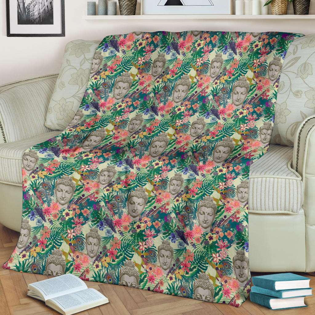 Buddha Pattern Print Design 08 Premium Blanket