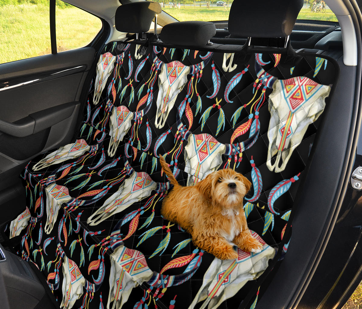 Buffalo Head Boho Style Pattern Print Design 01 Rear Dog Car Seat Cover Hammock