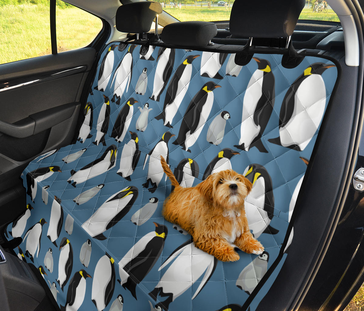 Penguin Pattern Print Design A03 Rear Dog Car Seat Cover Hammock