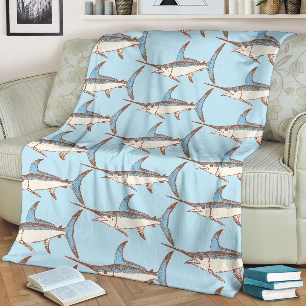 Swordfish Pattern Print Design 01 Premium Blanket