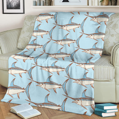 Swordfish Pattern Print Design 01 Premium Blanket
