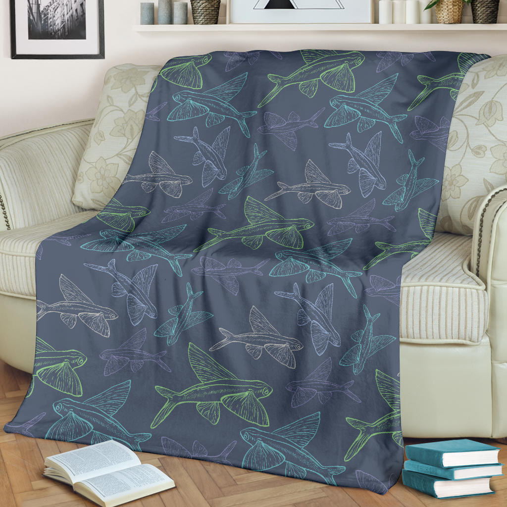 Flying Fish Pattern Print Design 02 Premium Blanket