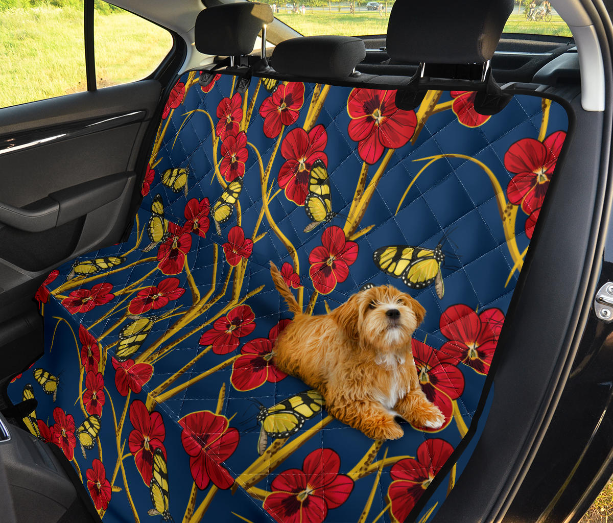 Pansy Pattern Print Design A01 Rear Dog Car Seat Cover Hammock
