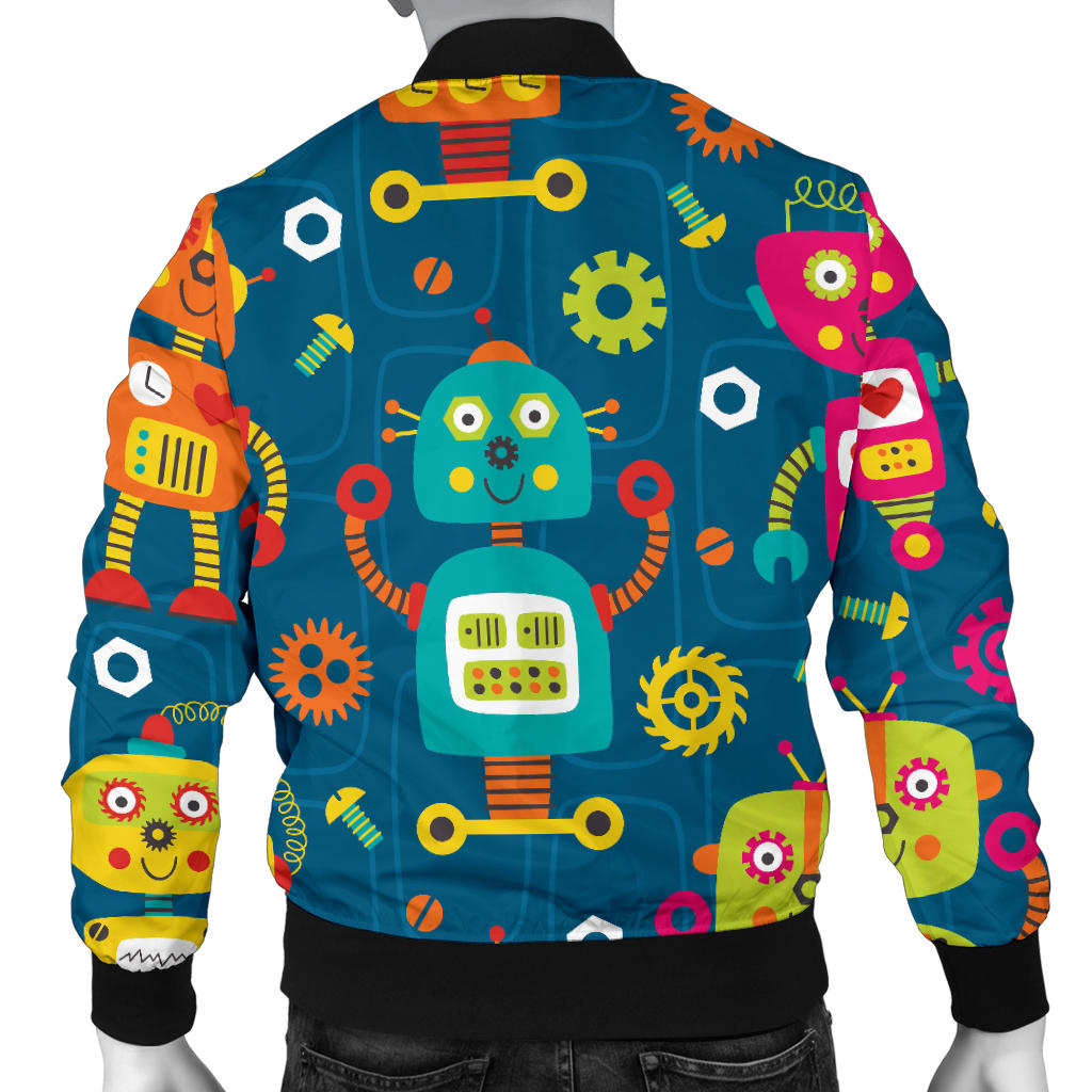 Robot Pattern Print Design A04 Men Bomber Jacket