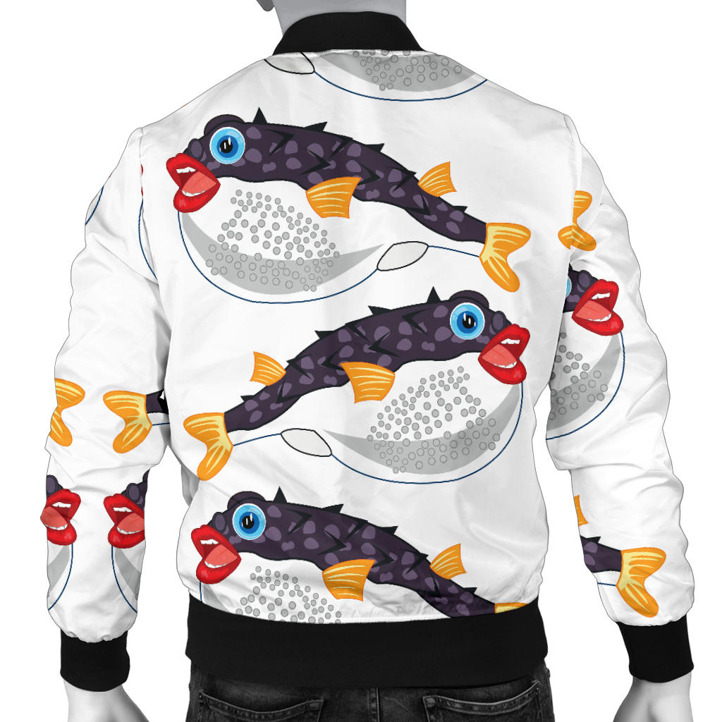 Fugu Pattern Print Design 03 Men Bomber Jacket